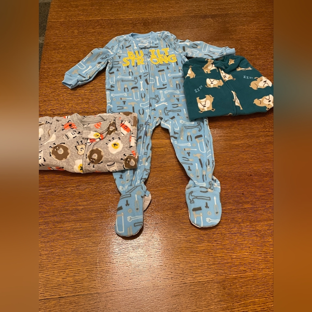 NEW Carters 18 m Sleepers Fleece Footed | Bulldogs, Construction | 3 pack